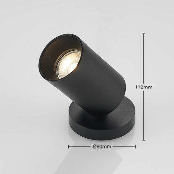 Arcchio bodové svetlá Brinja, čierne, okrúhle, výška 12 cm, Ø 6 cm
