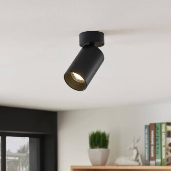Arcchio bodové svetlá Brinja, čierne, okrúhle, výška 13 cm, Ø 6 cm