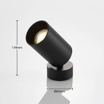 Arcchio bodové svetlá Brinja, čierne, okrúhle, výška 13 cm, Ø 6 cm
