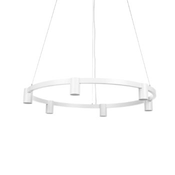 Arcchio závesné svietidlo Brinja, biele, Ø 94 cm, 6-pl., GU10