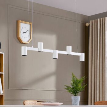 Arcchio závesné svietidlo Brinja, biele, dĺžka 120 cm, 5-pl., GU10