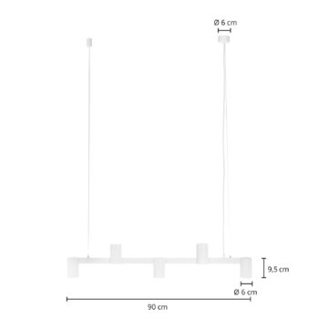 Arcchio závesné svietidlo Brinja, biele, dĺžka 120 cm, 5-pl., GU10