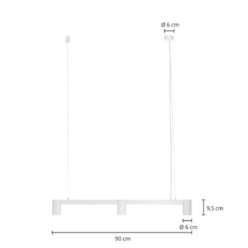 Arcchio závesné svietidlo Brinja, biele, dĺžka 90 cm, 3-pl., GU10