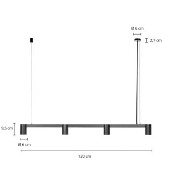 Arcchio závesné svietidlo Brinja, čierne, 120 cm, 4-pl., GU10