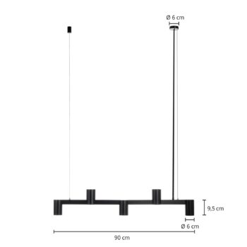 Arcchio závesné svietidlo Brinja, čierne, 120 cm, 5-pl., GU10