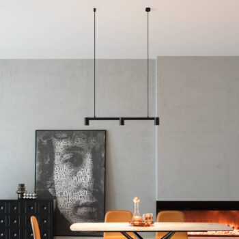 Arcchio závesné svietidlo Brinja, čierne, 90 cm, 3-pl., GU10
