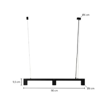 Arcchio závesné svietidlo Brinja, čierne, 90 cm, 3-pl., GU10