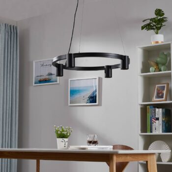 Arcchio závesné svietidlo Brinja, čierne, Ø 64 cm, 4-pl., GU10