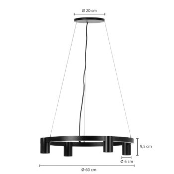 Arcchio závesné svietidlo Brinja, čierne, Ø 64 cm, 4-pl., GU10