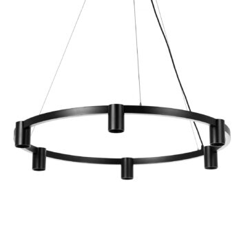 Arcchio závesné svietidlo Brinja, čierne, Ø 94 cm, 6-pl., GU10