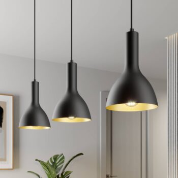 Arcchio závesné svietidlo Cosmina, 3-pl., dĺžka 90 cm, čierne