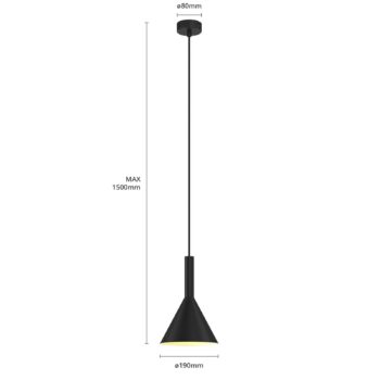 Arcchio závesné svietidlo Tadej, čierno-biele, Ø 19 cm, kov, E27
