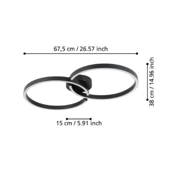 Armandolo LED stropné svietidlo, čierne, dĺžka 67 cm, CCT, RGB