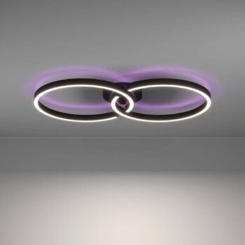 Armandolo LED stropné svietidlo, čierne, dĺžka 67 cm, CCT, RGB