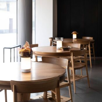 Artemide Bontà stolná LED lampa, sivá miska