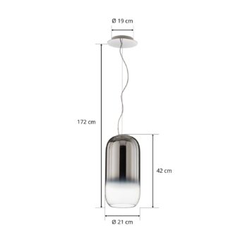 Artemide Gople sklenená závesná lampa Ag/striebro