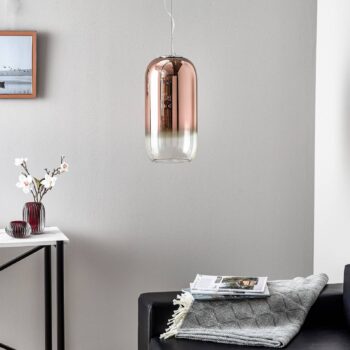 Artemide Gople sklenená závesná lampa meď/striebro