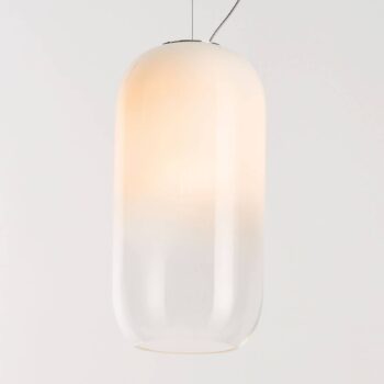 Artemide Gople závesná lampa sklo biela/striebro