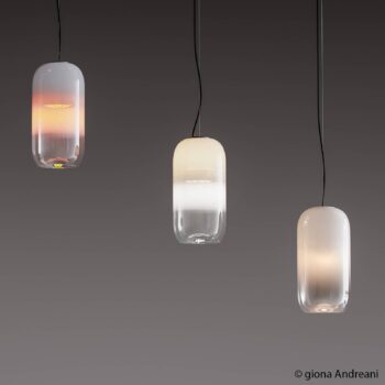 Artemide Gople závesná lampa sklo biela/striebro