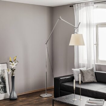 Artemide Tolomeo Mega - Stojacia lampa s pergamenovým tienidlom