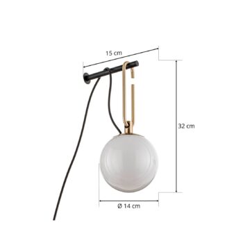 Artemide nh Wall so sklenenou guľou, mosadz
