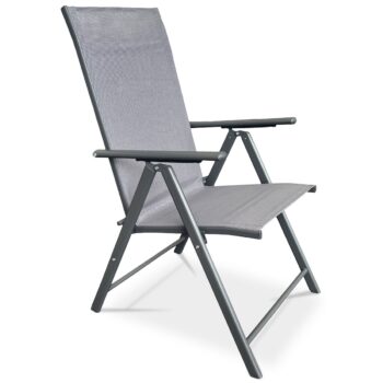 Autronic Záhradná stolička, kov, textil, sivá,AZC-S1 116 GREY