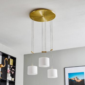 BANKAMP Grazia závesná lampa 3-pl. okrúhla mosadz