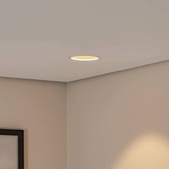 BEGA LED zapustený stropný reflektor Studio Line, biela/mosadz, hliníkový