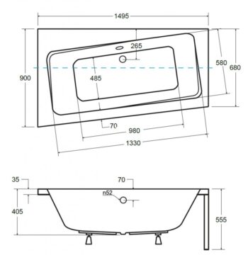 BESCO - Asymetrická vaňa ASTI - Rozmer vane - 150 × 90 cm, Spôsob prevedenia - Ľavé VANAST15L + OLVPINOZ