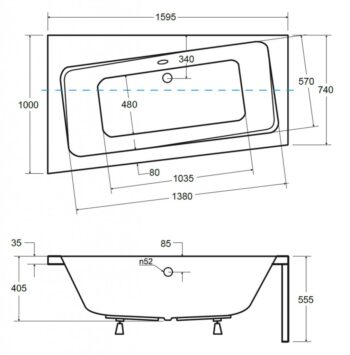 BESCO - Asymetrická vaňa ASTI - Rozmer vane - 160 × 100 cm, Spôsob prevedenia - Ľavé VANAST16L + OLVPINOZ