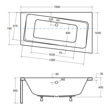 BESCO - Asymetrická vaňa ASTI - Rozmer vane - 160 × 100 cm, Spôsob prevedenia - Pravé VANAST16P + OLVPINOZ