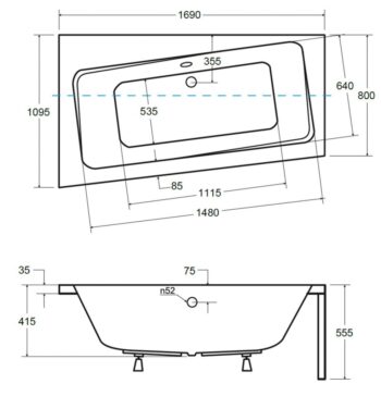 BESCO - Asymetrická vaňa ASTI - Rozmer vane - 170 × 110 cm, Spôsob prevedenia - Ľavé VANAST17L + OLVPINOZSTELWD