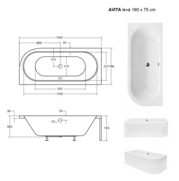 BESCO - Asymetrická vaňa AVITA VANAVIT160L