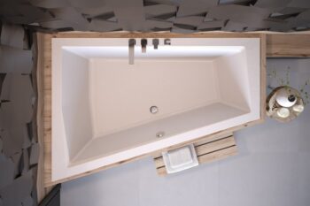 BESCO - Asymetrická vaňa INTIMA DUO SLIM - Nožičky k vani - Bez nožičiek, Rozmer vane - 180 × 125 cm, Spôsob prevedenia - Pravé VANINTID18SLIMP