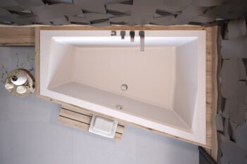 BESCO - Asymetrická vaňa INTIMA DUO SLIM - Nožičky k vani - S nožičkami, Rozmer vane - 170 × 125 cm, Spôsob prevedenia - Ľavé VANINTID17SLIML + OLVPINOZSTELID
