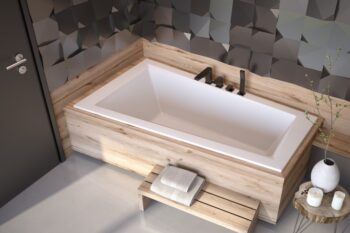 BESCO - Asymetrická vaňa INTIMA SLIM - Nožičky k vani - S nožičkami, Rozmer vane - 150 × 85 cm, Spôsob prevedenia - Ľavé VANINTI15SLIML + OLVPINOZSTELI