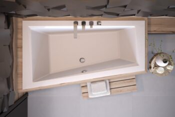 BESCO - Asymetrická vaňa INTIMA SLIM - Nožičky k vani - S nožičkami, Rozmer vane - 150 × 85 cm, Spôsob prevedenia - Ľavé VANINTI15SLIML + OLVPINOZSTELI