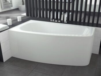 BESCO - Asymetrická vaňa LUNA - Nožičky k vani - S nožičkami, Rozmer vane - 150 × 80 cm, Spôsob prevedenia - Ľavé VANLUN150L + OLVPINOZ