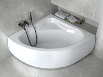 BESCO - Rohová vaňa MIA - Nožičky k vani - S nožičkami, Rozmer vane - 130 × 130 cm VANMIA130 + OLVPINOZ