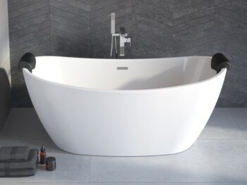 BESCO - Voľne stojaca vaňa AYLA biela - Farba - Biela, Farba sifónu - Čierna, Rozmer vane - 170 × 80 cm VANAYLA170B