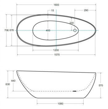 BESCO - Voľne stojaca vaňa GOYA (SALERMO) - Farebnica - Biela, Rozmer vane - 160 × 70 cm VANSAL16W