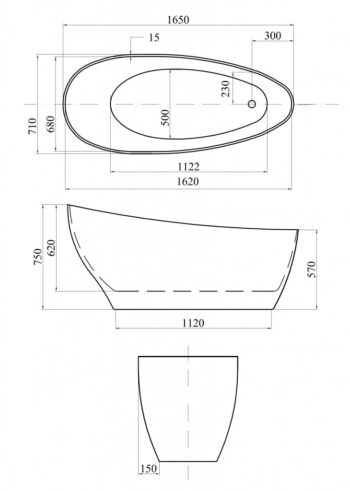 BESCO - Voľne stojaca vaňa KEYA (SAPRI) - Farba - Biela, Rozmer vane - 165 × 70 cm VANSAP16W