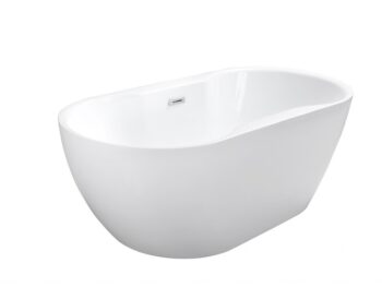 BESCO - Voľne stojaca vaňa NAVIA - Farba - Biela, Farba sifónu - Zlatá, Rozmer vane - 160 × 80 cm VANNAVIA160Z