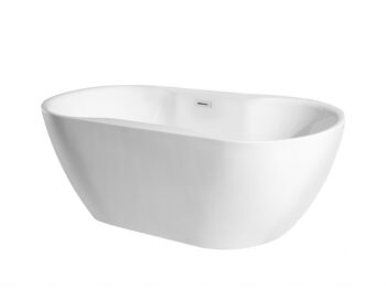BESCO - Voľne stojaca vaňa NAVIA - Farba - Biela, Farba sifónu - Zlatá, Rozmer vane - 160 × 80 cm VANNAVIA160Z