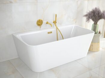 BESCO - Voľne stojaca vaňa VARYA biela - Farba - Biela, Farba sifónu - Zlatá, Rozmer vane - 170 × 80 cm VANVARYA170Z
