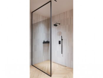 BESCO - Walk-in sprchovací kút ICON - Farba rámu zásteny - Hliník čierny, Rozmer A - 120, Rozmer C - 200, Smer zatváranie - Univerzálny Ľavé / Pravé, Výplň - Číre bezpečnostné sklo - 8 mm BCICON12BC