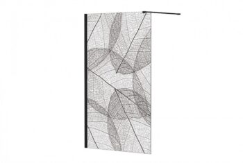 BESCO - Walk-in sprchovací kút Leaf - Farba rámu zásteny - Hliník čierny, Rozmer A - 120, Rozmer C - 200, Smer zatváranie - Univerzálny Ľavé / Pravé, Výplň - Maľované bezpečnostné sklo - 8 mm BCLEAFY120