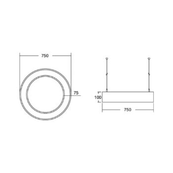 BRUMBERG Biro Circle Ring10 priamy Ø 75 cm DALI strieborný 830