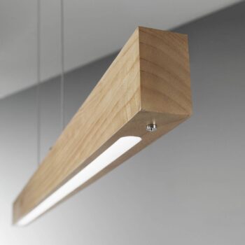 Badia LED závesné svetlo, dotykový stmievač, dubové drevo, dĺžka 110 cm