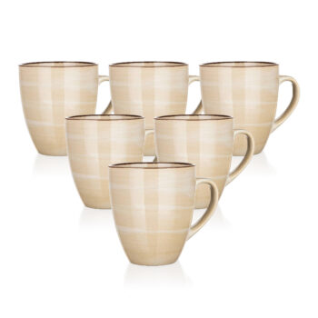 Banquet 6-dielna sada keramických hrnčekov PALAS, 400 ml, krémová